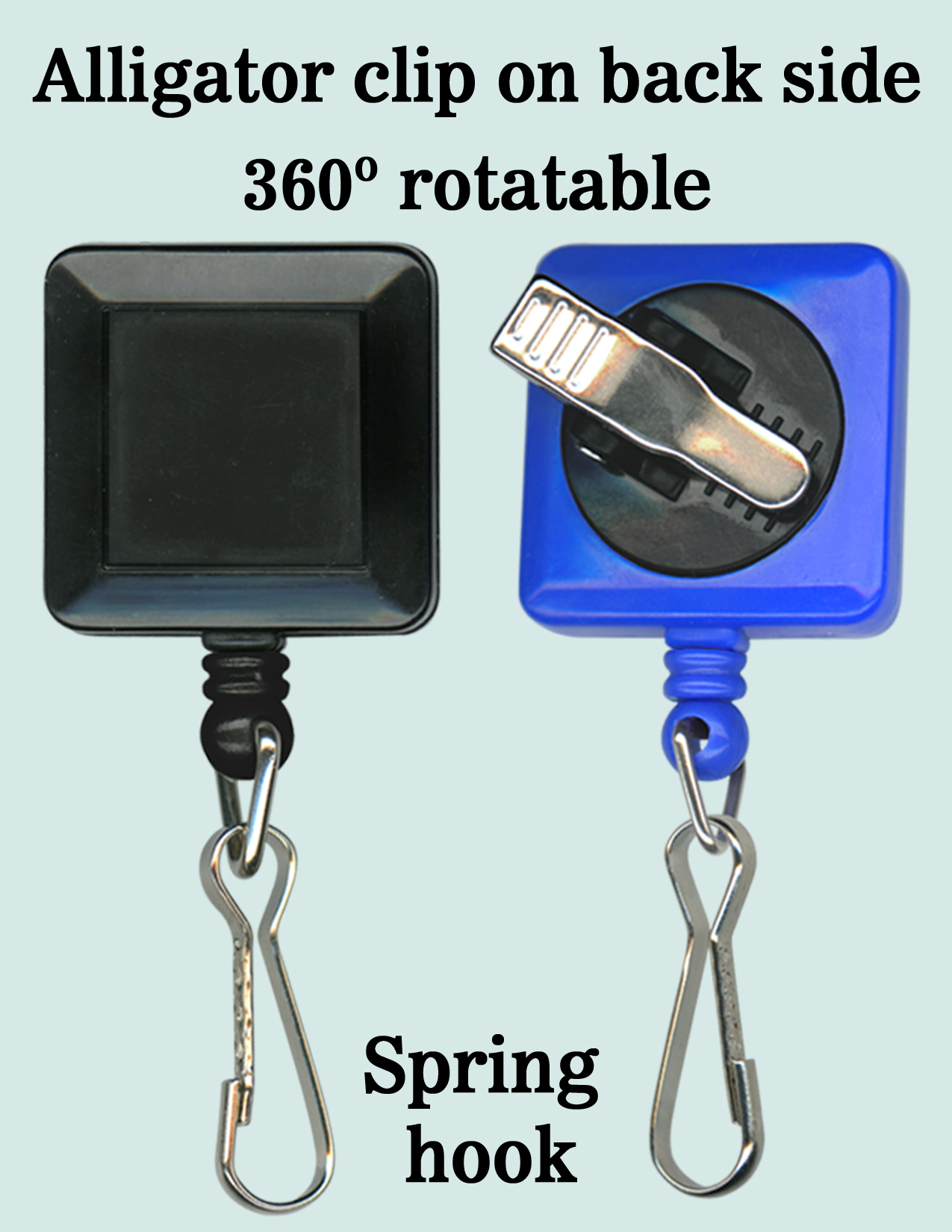 Rotatable ID Card Reels With ID Card Hooks & Alligator Clips